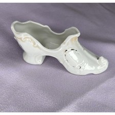 Vintage Cream and Gold Shoe Slipper Porcelain picture