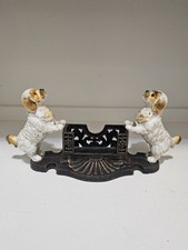Antique Cast Iron Cavalier King Charles Spaniel Dog Business Card Holder Vintage picture
