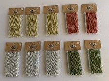 VTG Miniature Bead Garland Xmas Tree Gold Silver Red Green 15 Ft. Each Lot Of 10 picture