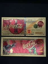 Coca-Cola 100 Years Bottle Gold Foil $100 Novelty Collector Banknote Rare picture