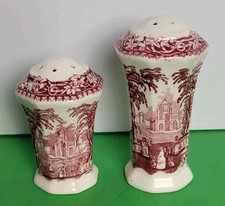 Set Of Mason's Vista England Pink Ironstone Ceramic Salt & Pepper Shakers.  picture