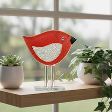 Nobile Glassware Glass Red Bird Ornament - 15cm SML241 picture