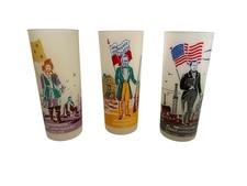 Vintage Texas Flags Frosted Tumbler Drinking Glasses French Rebellion USA picture