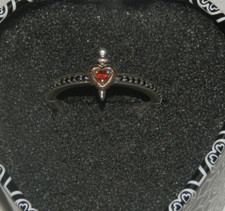 ENCHANTED DISNEY VILLAINS ONYX-DIAMOND MALEFICENT HEART RING 10K & STERLING 925 picture