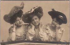 Vintage Pretty Lady / Comic RPPC Photo Postcard 3 Girls / 1907 MASS. Cancel picture