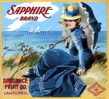 Sapphire Brand Oranges Los Angeles Retro Citrus Fruit Crate Label Art Print picture