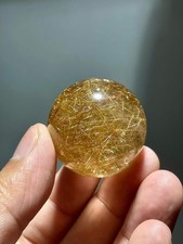55g Natural Golden Rutilated Quartz Sphere Crystal Ball Reiki Healing Decor picture