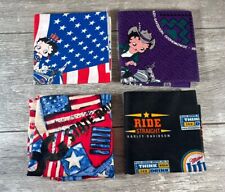Lot of 4: Harley Davidson Bandanas Handkerchiefs Betty Boop USA FLAG Miller Lite picture