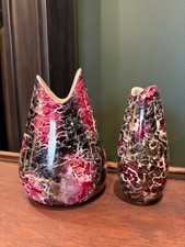Vintage 1960s McCoy Pottery Cascade Marble Glaze Vase Set of 2 picture