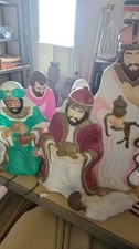 Vintage 6pc Empire Mary Joseph & Baby Jesus Christmas Nativity Lighted Blow Mold picture
