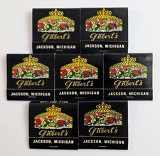 Vintage Gilbert's Steak House Jackson Michigan Full Matchbooks Lot of 7 picture