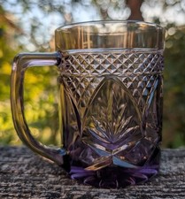 Vtg Cristal d Arques Amethyst Purple Mugs Set of 4 Luminarc France Antique Cut picture