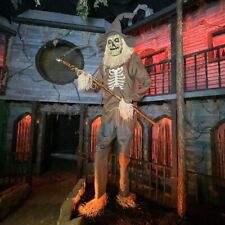12' LED ANIMATED SCARECROW WITH SCYTHE HALLOWEEN ANIMATRONIC PROP picture