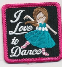 Girl I LOVE TO DANCE Fun Patches Crests Badges SCOUT GUIDE Class stage classical picture