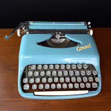 Vintage 1960s turquoise typewriter CONSUL blue metal MCM manual portable decor picture