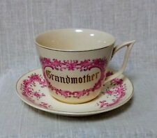 Grandmother Cup and Saucer Japan Large w/Pink Floral Design Gold Trim picture