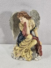 O'Well Porcelain Hand Painted Wing Angel w/Violin 7” Grandeur Noel Figurine picture