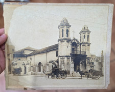1900s CUBA CUBAN OLD HAVANA CRISTO CHURCH HORSES STREET SCENE CABINET PHOTO XXL picture