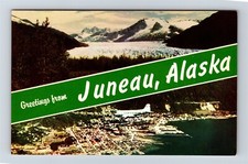 Postcard AK Dual View Banner Greetings Juneau Alaska c1950s AL4 picture