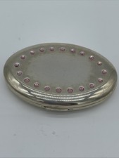 Vtg Victorian style SWAROVSKI Double Mirror Compact With Pink Crystals Scotland picture
