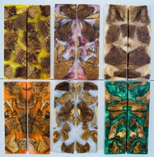Knife Scales * Olive Burl & Epoxy Hybrid * Mica Powder Colored picture