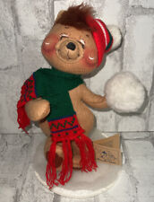 Vintage Annalee Doll Christmas Santa Bear with Snowball 11” with Tag 1988 picture