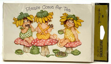 Vintage Hallmark Invitations Please Come for Tea Amanita Mushrooms Sunflower picture