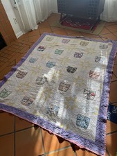 Antique Vintage Hand Made Quilt Star wedding Band Daisy Flower Folk Art 78x65 picture