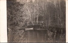RPPC Postcard Woman Crossing River Hand Pull Cable Trolley Bridge c.1904   12319 picture