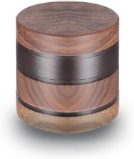 2.5inch Walnut Solid Wood Metal Herbal Herb Spice Grinder Crusher in Black picture