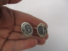 VINTAGE NATIVE AMERICAN STERLING SILVER SCREW BACK EARRINGS picture