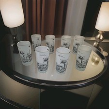 VGT Owens-Illinois Service Award Frosted Glasses Set of 8 Unused w/Box Tray picture