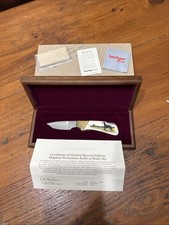 1993 Kershaw Scrimshaw Macho Lock Blade Knife Walter Alexander Doberman #101 picture