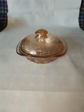 Jeanette Glass Floragold iridescent peach small square berry nut bowl dish picture