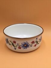 GMI Enamelware Metal Bowl Pansies Vintage Floral 7 1/4” picture