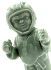 Ceramic Asian Taekwondo / Martial Arts Celadon Green 8” Figurine In Ready Stance picture