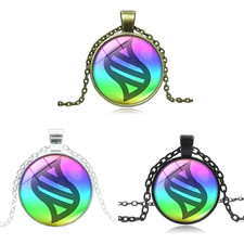 1 Pc Anime Style Mega Stone Glass Dome Cabochon Pendant Choker Necklace Gift picture