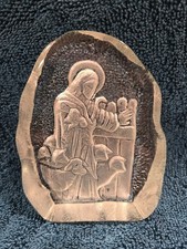 VTG Etched Glass Jesus The Good Shepherd Paperweight Christian Religious Decor picture