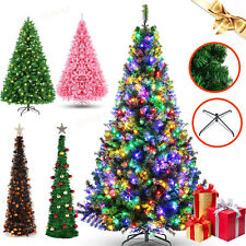 4/5/6/7FT Christmas Tree Artificial Tree Xmas Holiday Decorations w/ LED Lights. picture