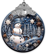 Snowman Ornaments for Christmas Tree 2026, Elegant 2026 Dated Christmas Ornament picture