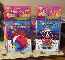 Vintage Lisa Frank Christmas Puzzle Cards Holiday New Sealed Lot of 2 picture