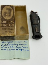 1941 Negbaur Art Deco Golf Bag Table Lighter Vintage w/ Original Box WWII Note picture
