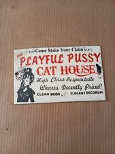 PORCELIAN PLAYFUL CAT HOOUSE   ENAMEL SIGN SIZE 8X5  INCHES picture