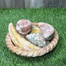 Vintage Mexican Clay Terracotta Pottery 5 Piece Fruit And Bowl Set Hand-Painted picture