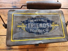 SCARCE ANTIQUE empty FRIENDS SMOKING CHEWING LUNCH PAIL TIN HORSE -A picture
