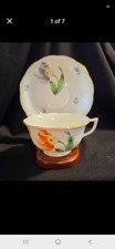 Herend Hungary Kitty KY-D RARE 4.5” D Oversized  Tea Combo Cup Saucer Tulip Gold picture