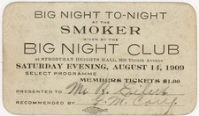 1909 St. Louis Big Night Club Smoker Ticket Strodman Heights Hall picture