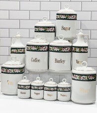 Antique Lot 24 Czech Epiag Spice Storage  Apothocary Canister Set Floral MCM picture