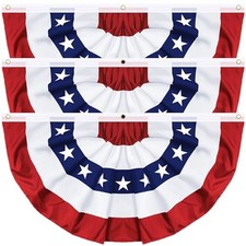 3 Pack 3x6 FT USA Pleated Fan Flag, American Bunting Flag Patriotic Half Fan ... picture