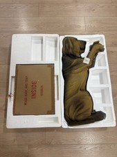 Vintage Bombay Company Bloodhound Dog Figurine Statue with Wood Base & Tray NIB picture